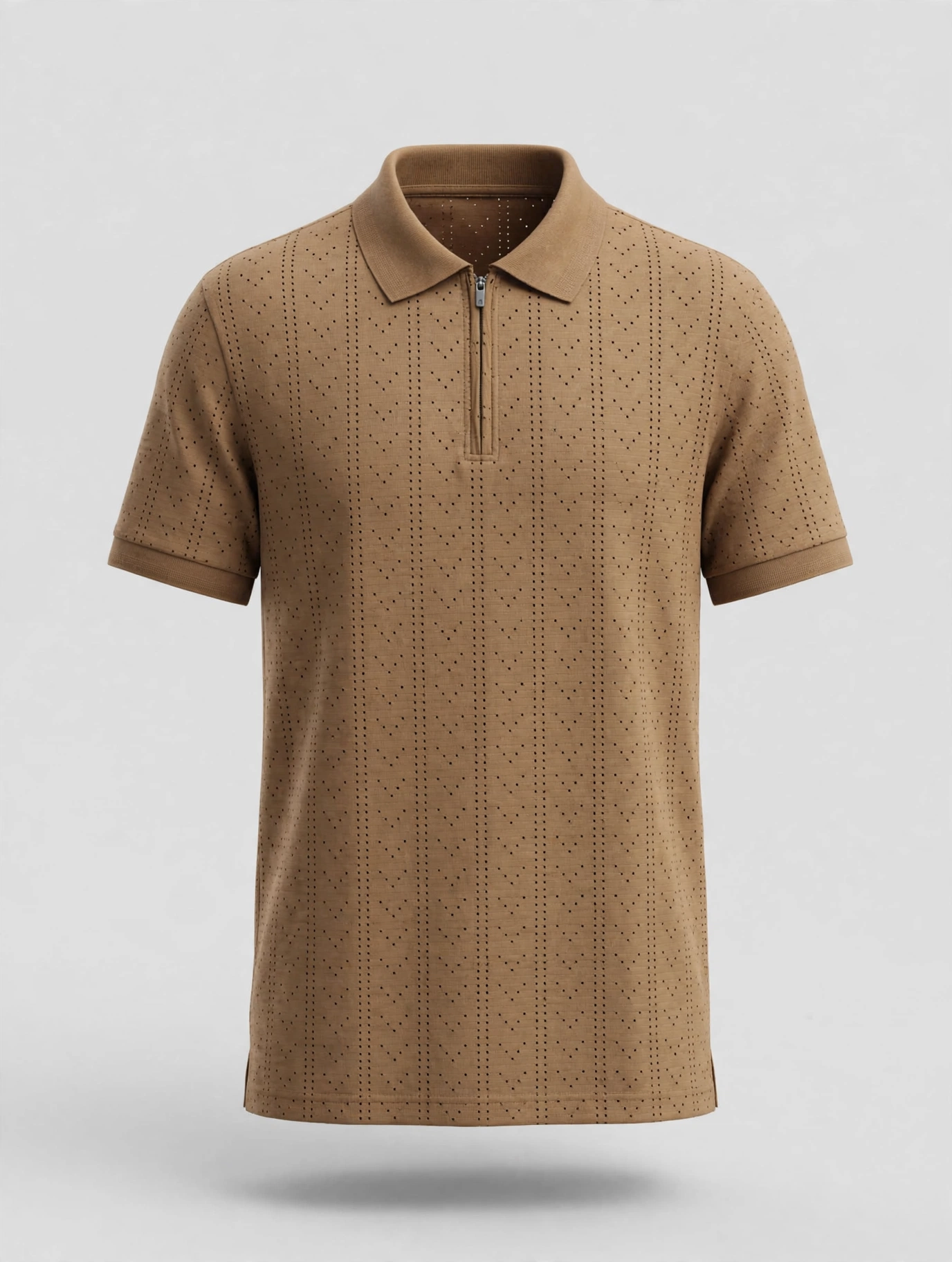 Guroor Knit Polo Tan - beige polo t-shirt for men